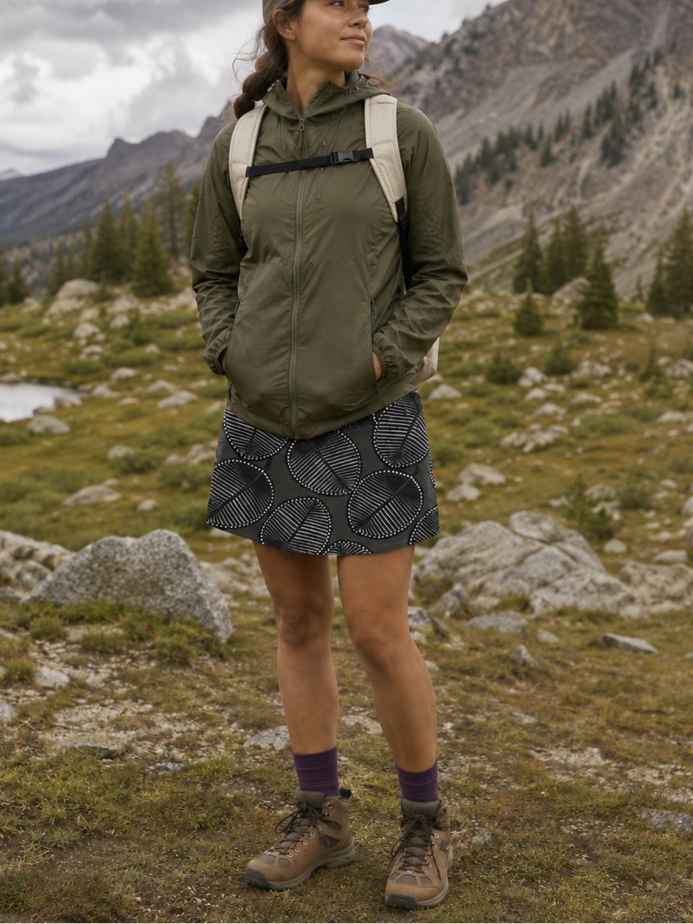 NWT Patagonia Organic Cotton Tidal Mini Skirt S Pull On Stretch Gorpcore. 10
